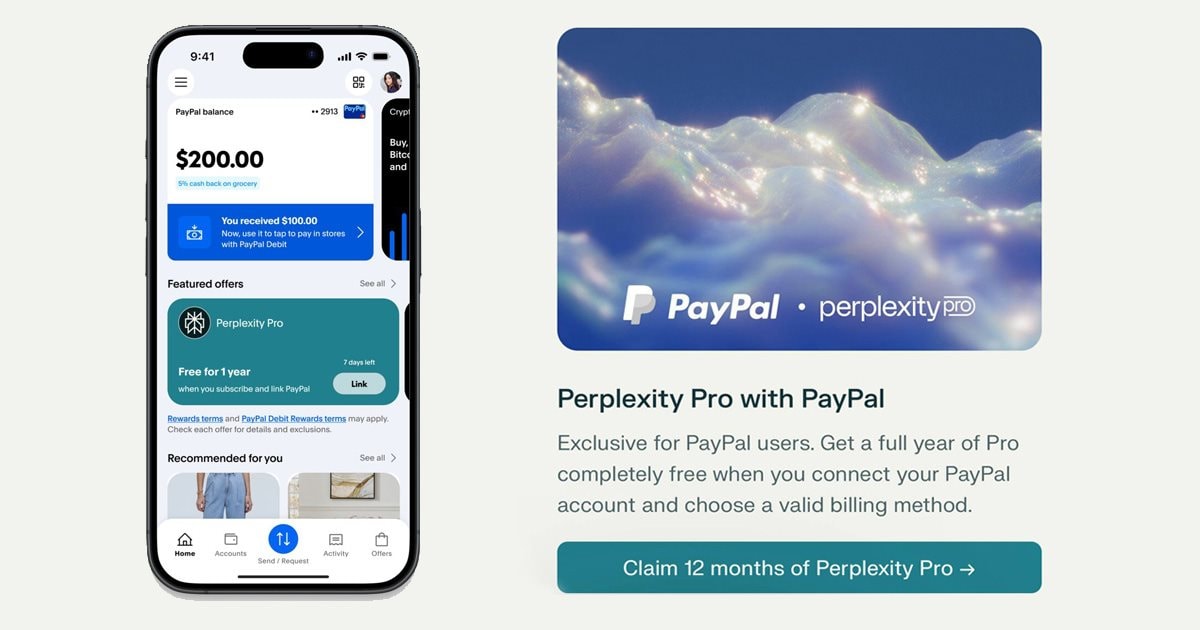 PayPal và Venmo tặng miễn phí 1 năm gói Perplexity Pro