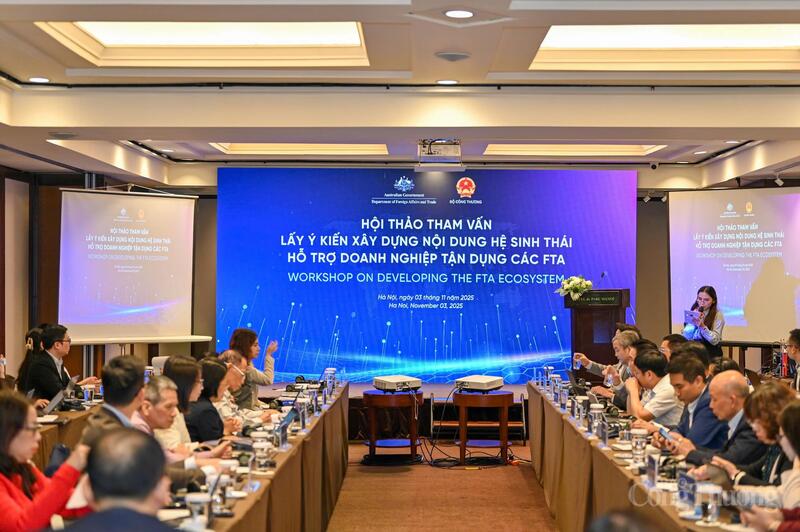 Toàn cảnh Hội thảo tham vấn lấy ý kiến xây dựng nội dung Hệ sinh thái hỗ trợ doanh nghiệp tận dụng các FTA.
