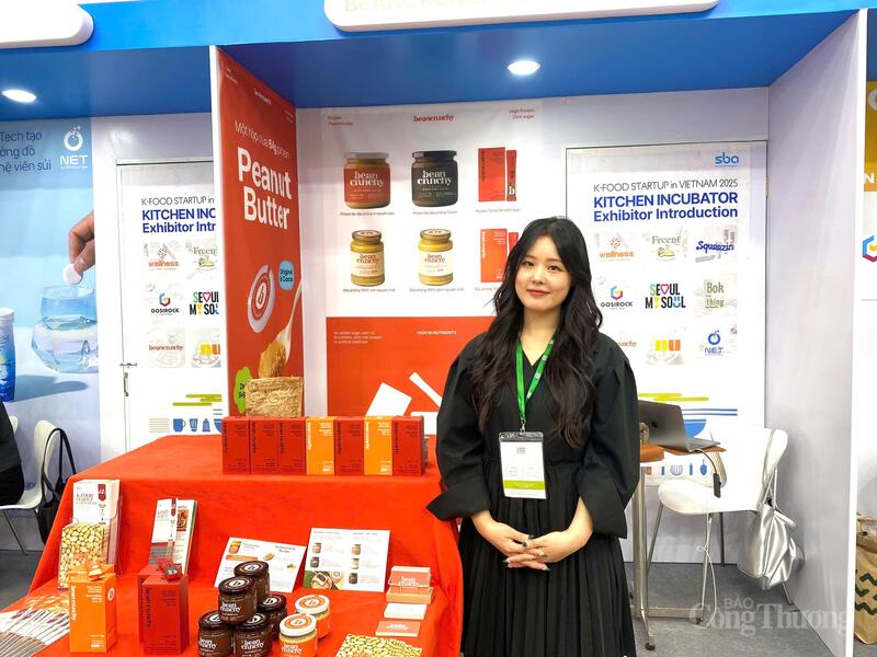 Bà Kim Aerin, CEO thương hiệu Beancrunchy (Hàn Quốc) tại triển lãm.