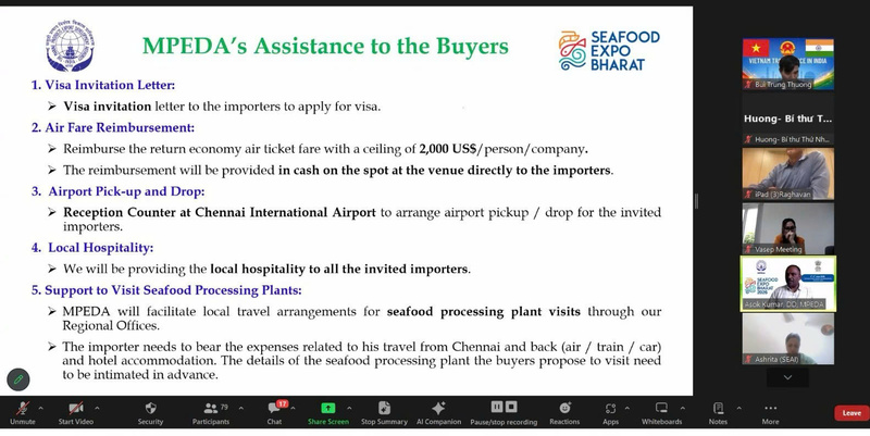 Ông Ashok Kuma, đại diện MPEDA quảng bá Hội chợ Seafood Expo Bharat.