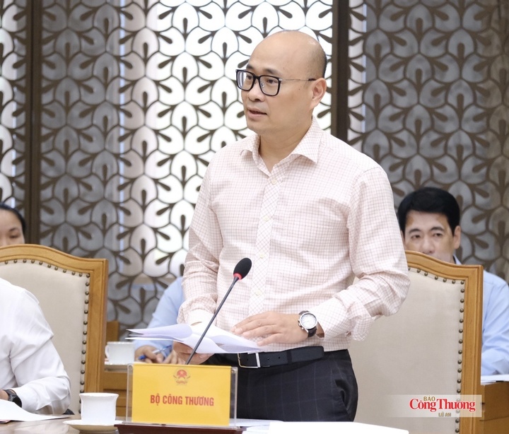 Đồng chí Lương Hoàng Thái, Thứ trưởng Bộ Công Thương phát biểu tại cuộc họp.